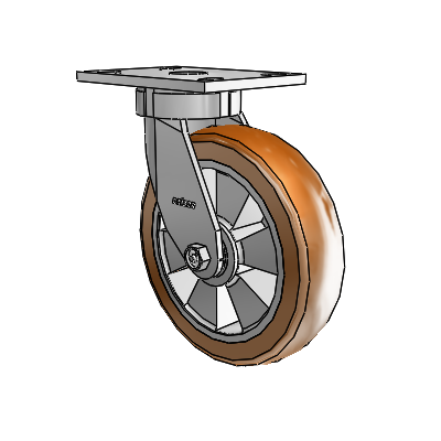 6 Series Kingpinless Casters Top Plate Swivel Caster with 8 x 2 Triumph (Crown/Brown) Wheel