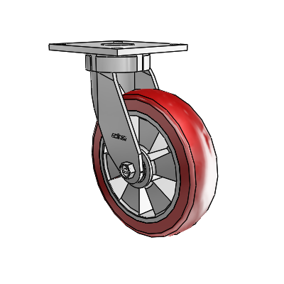 6 Series Kingpinless Casters Top Plate Swivel Caster with 8 x 2 Triumph (Crown/Red) Wheel