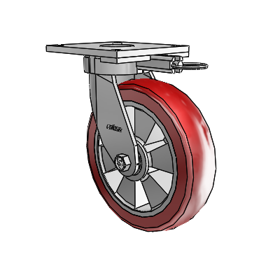 6 Series Kingpinless Casters Top Plate Swivel Caster with 8 x 2 Triumph (Crown/Red) Wheel
