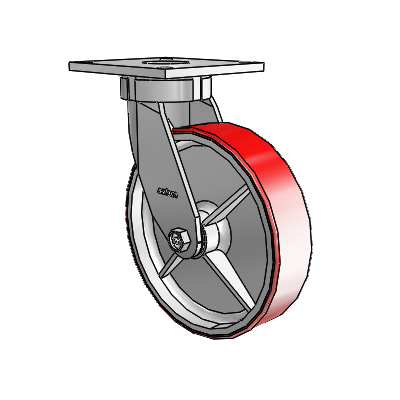 Roulettes sans pivot de la série 6 – Roulette pivotante à plaque supérieure avec roue en polyuréthane Moldon 8 x 2 (noyau en fonte)