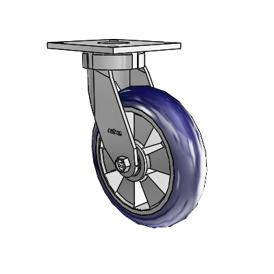 6 Series Kingpinless Casters Top Plate Swivel Caster with 8 x 2 Triumph (Round/Blue) Wheel