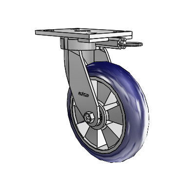 6 Series Kingpinless Casters Top Plate Swivel Caster with 8 x 2 Triumph (Round/Blue) Wheel