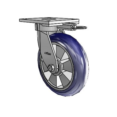 6 Series Kingpinless Casters Top Plate Swivel Caster with 8 x 2 Triumph (Round/Blue) Wheel