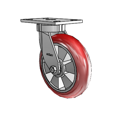 6 Series Kingpinless Casters Top Plate Swivel Caster with 8 x 2 Triumph (Round/Red) Wheel