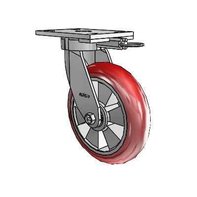 6 Series Kingpinless Casters Top Plate Swivel Caster with 8 x 2 Triumph (Round/Red) Wheel