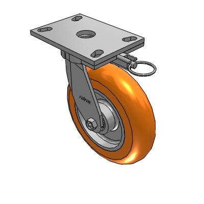 6 Series Kingpinless Casters Top Plate Swivel Caster with 8 x 2 CG Max Orange Wheel