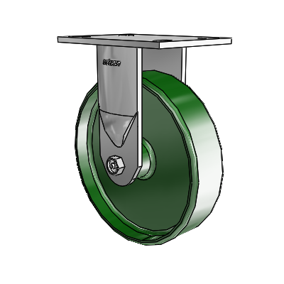 6 Series Casters Top Plate Rigid Zinc Caster with 8 x 2 Green Cast Iron Wheel