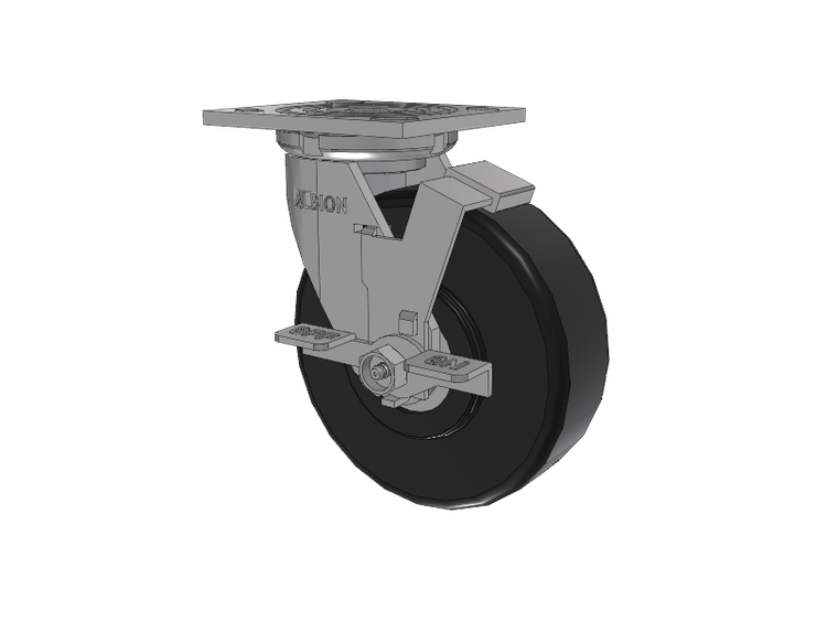 16 Series Top Plate Swivel Caster with 6 x 2 Black Polymer NX - Trionix High Impact Polymer Wheel and Face Brake