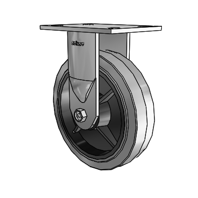 6 Series Casters Top Plate Rigid Zinc Caster with 8 x 2 Grey on Grey Performa Rubber (Flat/Conductive) Wheel