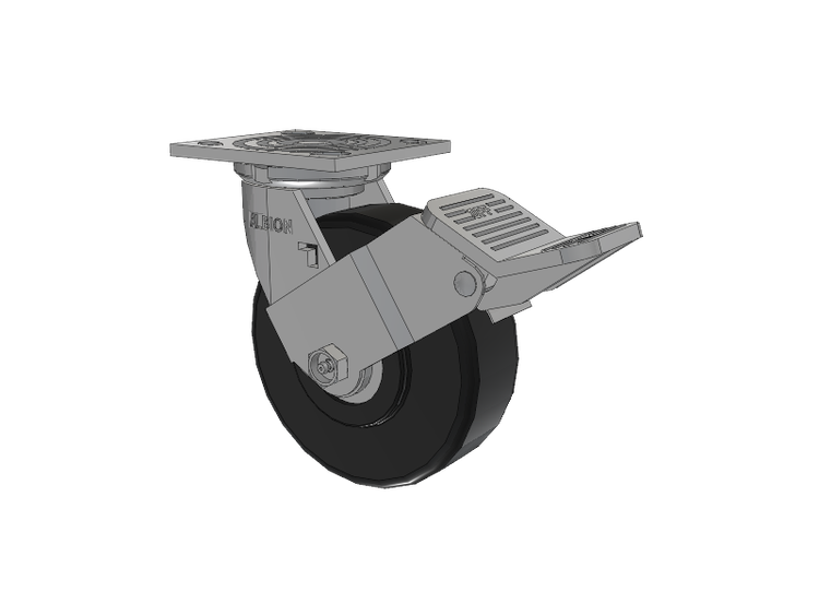 16 Series Top Plate Swivel Caster with 6 x 2 Black Polymer NX - Trionix High Impact Polymer Wheel and Face Brake