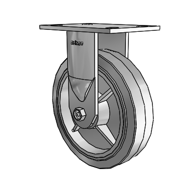 6 Series Casters Top Plate Rigid Zinc Caster with 8 x 2 Grey on Grey Performa Rubber (Flat/Grey) Wheel