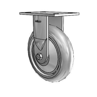 6 Series Casters Top Plate Rigid Zinc Caster with 8 x 2 Grey on Grey Performa Rubber (Round/Grey) Wheel