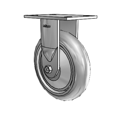 6 Series Casters Top Plate Rigid Zinc Caster with 8 x 2 Grey on Grey Performa Rubber (Round/Grey) Wheel