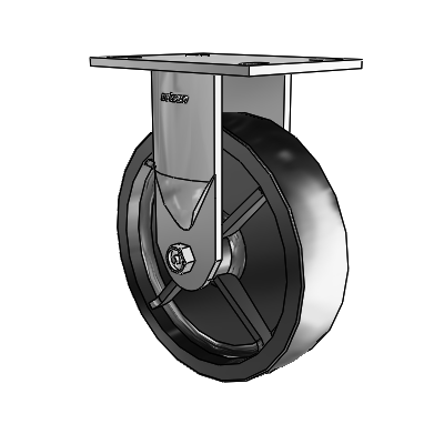 6 Series Casters Top Plate Rigid Zinc Caster with 8 x 2 Black Polyolefin Wheel