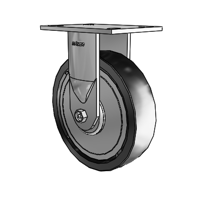 6 Series Casters Top Plate Rigid Zinc Caster with 8 x 2 Black Polyolefin Wheel