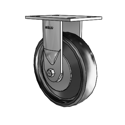 6 Series Casters Top Plate Rigid Zinc Caster with 8 x 2 Black Endura Solid Elastomer Wheel
