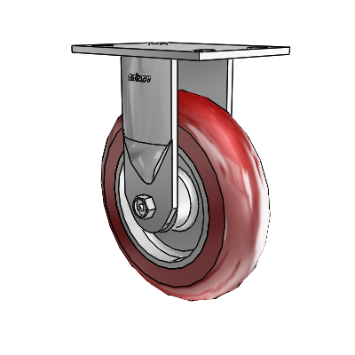 6 Series Casters Top Plate Rigid Zinc Caster with 8 x 2 Maroon on Silver CG Max Maroon Wheel