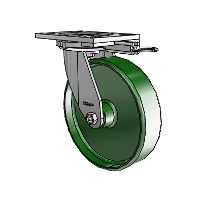 6 Series Casters Top Plate Swivel Zinc Caster with 8 x 2 Green Cast Iron Wheel