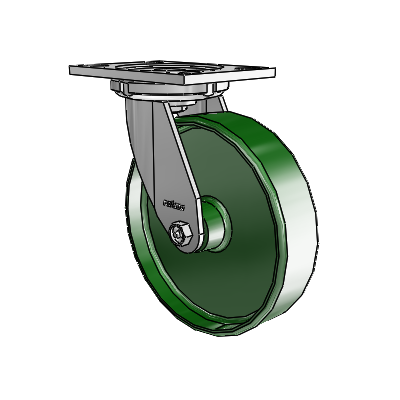 6 Series Casters Top Plate Swivel Zinc Caster with 8 x 2 Green Cast Iron Wheel