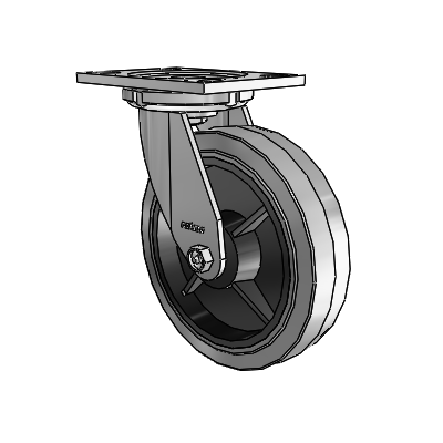 6 Series Casters Top Plate Swivel Zinc Caster with 8 x 2 Grey on Grey Performa Rubber (Flat/Conductive) Wheel