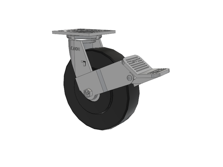 16 Series Top Plate Swivel Caster with 8 x 2 Black Polymer NX - Trionix High Impact Polymer Wheel and Face Brake