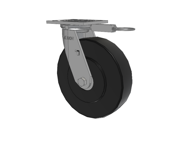 16 Series Top Plate Swivel Caster with 8 x 2 Black Polymer NX - Trionix High Impact Polymer Wheel