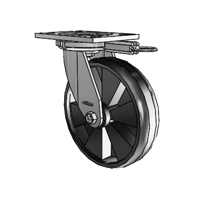6 Series Casters Top Plate Swivel Zinc Caster with 8 x 2 Black Maxim Wheel