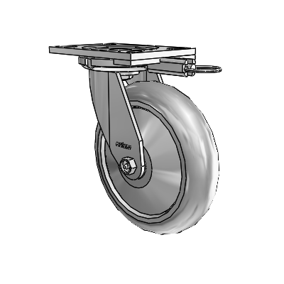 6 Series Casters Top Plate Swivel Zinc Caster with 8 x 2 Grey on Grey Performa Rubber (Round/Grey) Wheel