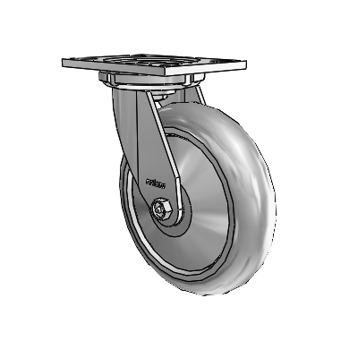 6 Series Casters Top Plate Swivel Zinc Caster with 8 x 2 Grey on Grey Performa Rubber (Round/Grey) Wheel