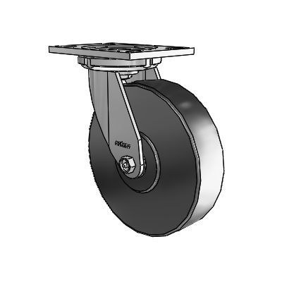 6 Series Casters Top Plate Swivel Zinc Caster with 8 x 2 Black Commander HD Wheel