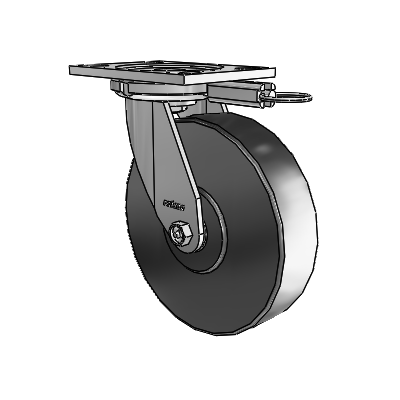 6 Series Casters Top Plate Swivel Zinc Caster with 8 x 2 Black Commander HD Wheel