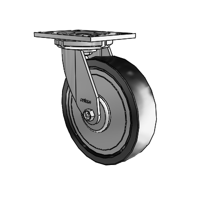 6 Series Casters Top Plate Swivel Zinc Caster with 8 x 2 Black Polyolefin Wheel