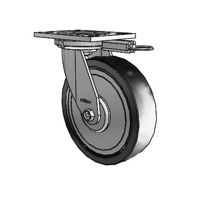 6 Series Casters Top Plate Swivel Zinc Caster with 8 x 2 Black Polyolefin Wheel