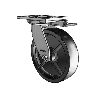 6 Series Casters Top Plate Swivel Zinc Caster with 8 x 2 Black Polyolefin Wheel
