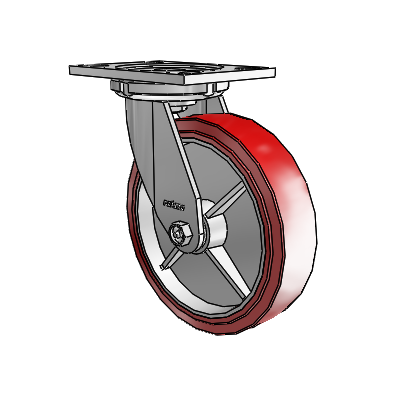 6 Series Casters Top Plate Swivel Zinc Caster with 8 x 2 Maroon on Grey Polyurethane HI-TECH Wheel