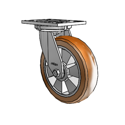 6 Series Casters Top Plate Swivel Zinc Caster with 8 x 2 Brown on Silver Triumph (Crown/Brown) Wheel