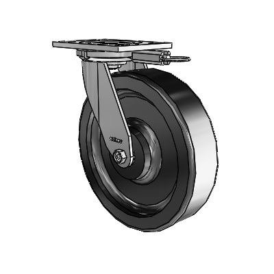6 Series Casters Top Plate Swivel Zinc Caster with 10 x 2.5 Black Phenolic Wheel