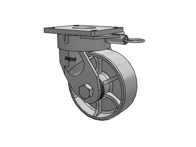 600 Series Top Plate Swivel Caster with 8 x 3 Grey Enamel CA - Cast Iron Wheel