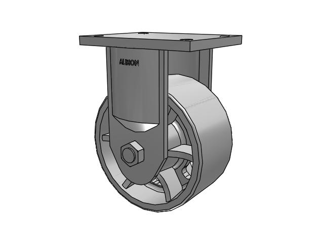 600 Series Top Plate Rigid Caster with 8 x 4 Grey Enamel CA - Cast Iron Wheel