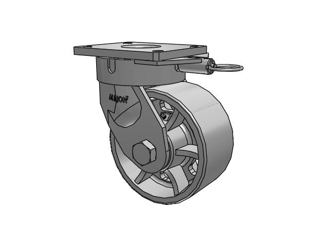 600 Series Top Plate Swivel Caster with 8 x 4 Grey Enamel CA - Cast Iron Wheel