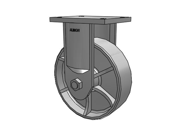 600 Series Top Plate Rigid Caster with 10 x 3 Grey Enamel CA - Cast Iron Wheel