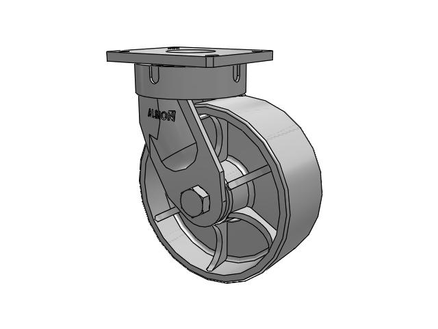 600 Series Top Plate Swivel Caster with 10 x 4 Grey Enamel CA - Cast Iron Wheel
