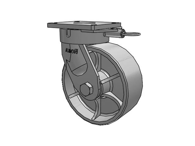 600 Series Top Plate Swivel Caster with 10 x 4 Grey Enamel CA - Cast Iron Wheel