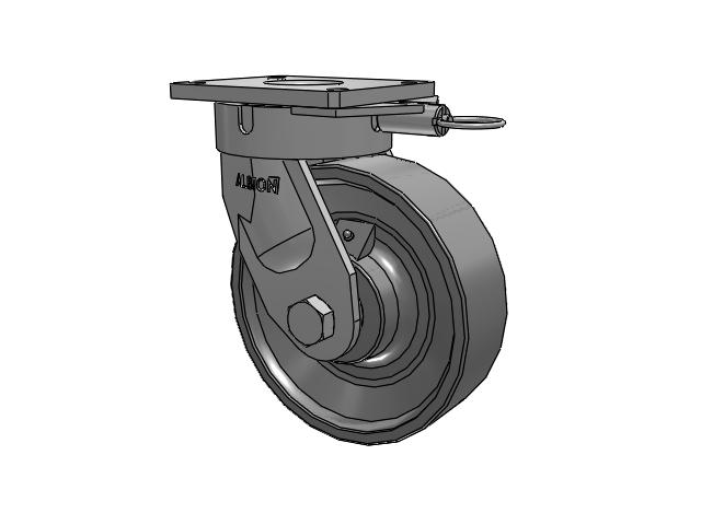 600 Series Top Plate Swivel Caster with 10 x 3 Clear Coat Enamel FH - Drop-Forged Steel (Large Bore) Wheel