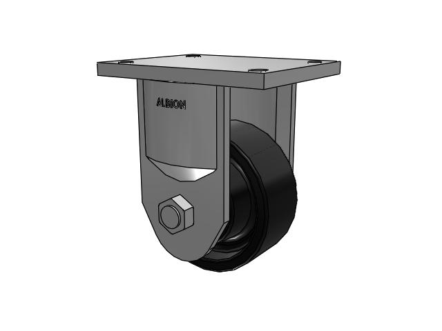 600 Series Top Plate Rigid Caster with 6 x 2.5 Black Paint FM - Ductile Iron Flat Tread Wheel