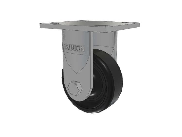 16 Series Top Plate Rigid Caster with 4 x 1.5 Black Polypropylene PB - Polypropylene Wheel