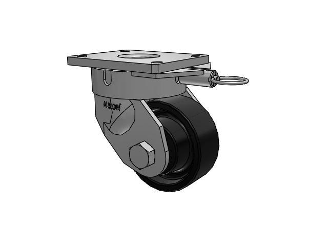 600 Series Top Plate Swivel Caster with 6 x 2.5 Black Paint FM - Ductile Iron Flat Tread Wheel