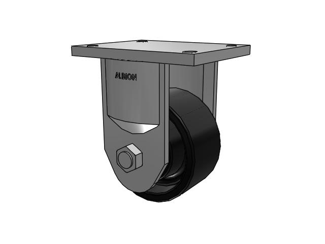600 Series Top Plate Rigid Caster with 6 x 3 Black Paint FM - Ductile Iron Flat Tread Wheel