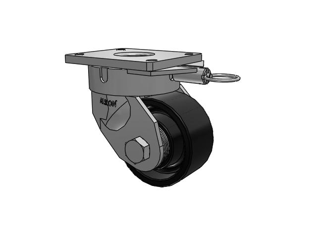 600 Series Top Plate Swivel Caster with 6 x 3 Black Paint FM - Ductile Iron Flat Tread Wheel