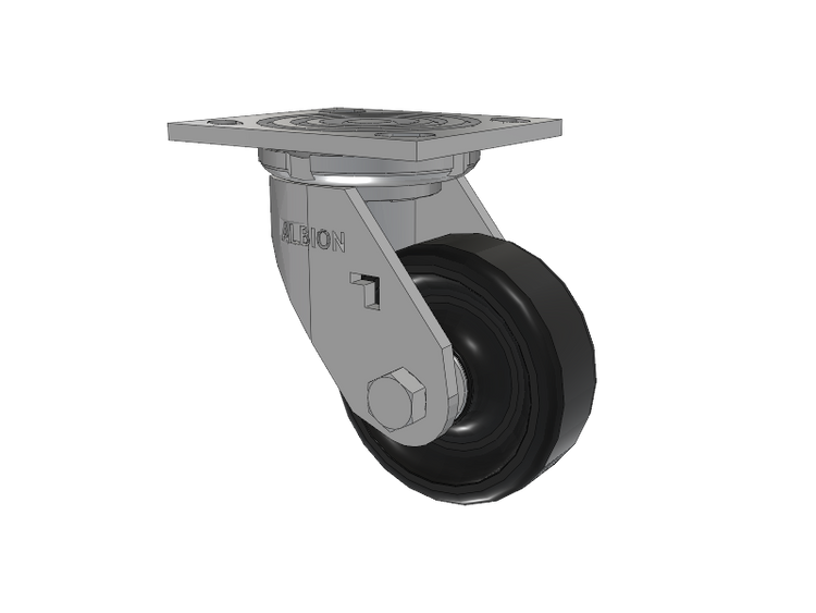 16 Series Top Plate Swivel Caster with 4 x 1.5 Black Polypropylene PB - Polypropylene Wheel